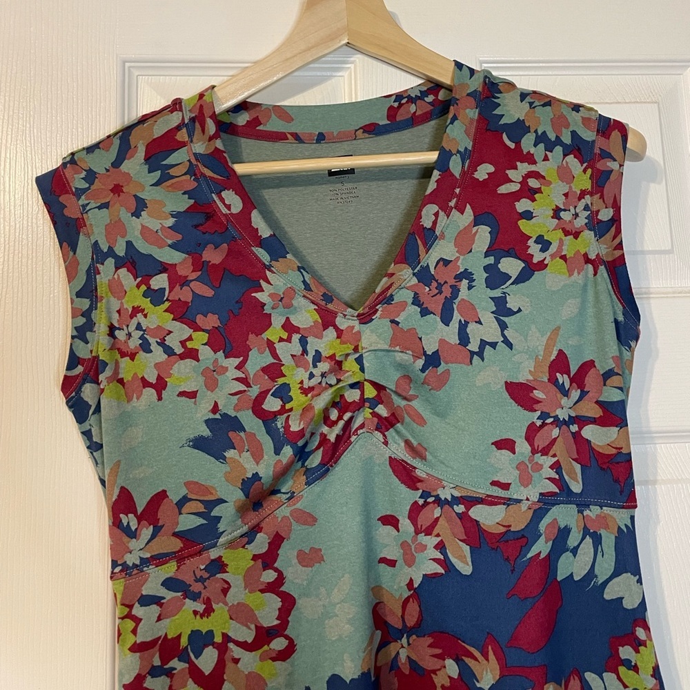 REI sleeveless v neck abstract floral fit & flare dress sz S - Picture 7 of 12